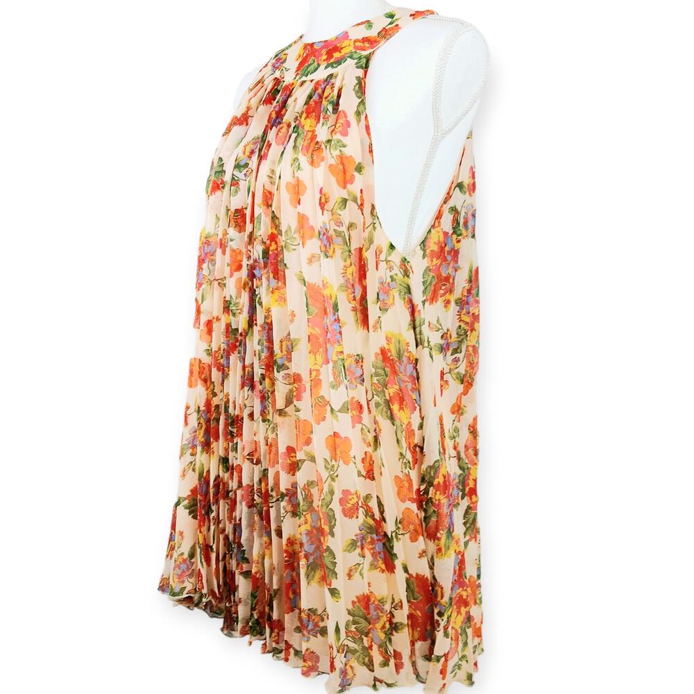 Free People SZ XS Floral Accordion Pleated Mini Dress OB502840 - Picture 5 of 9